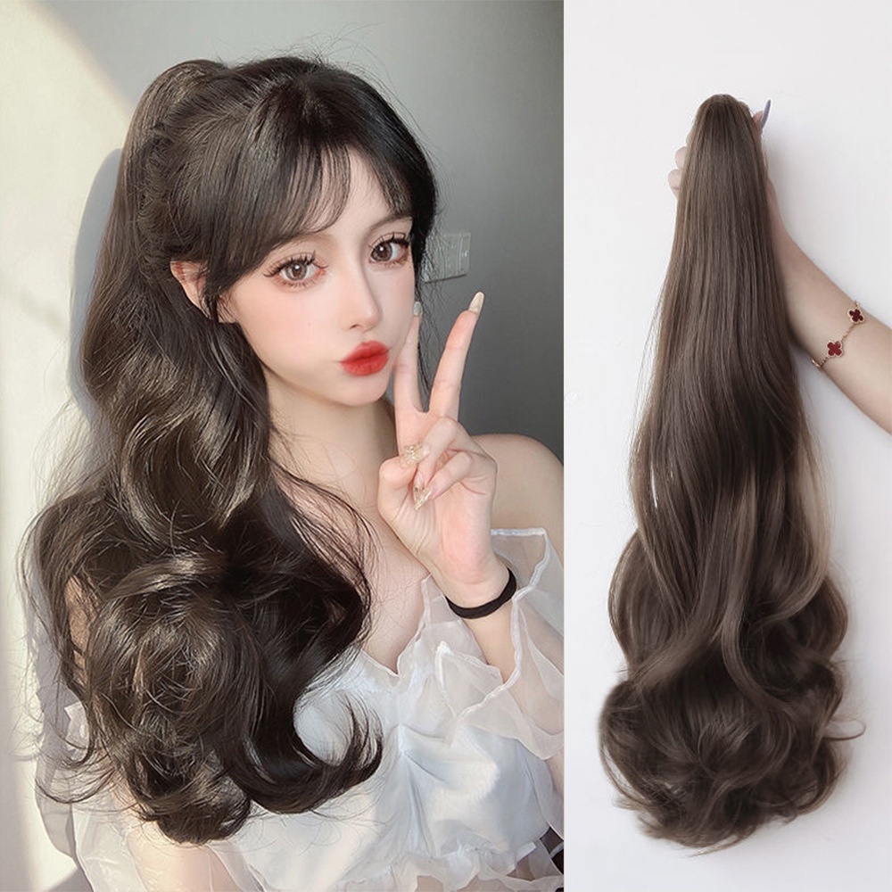 Internet Celebrity Wig Ponytail Female Pear Flower Curl High Ponytail Clip-on Natural Simulation Wig Ponytail Long Curly Hair Big Wave