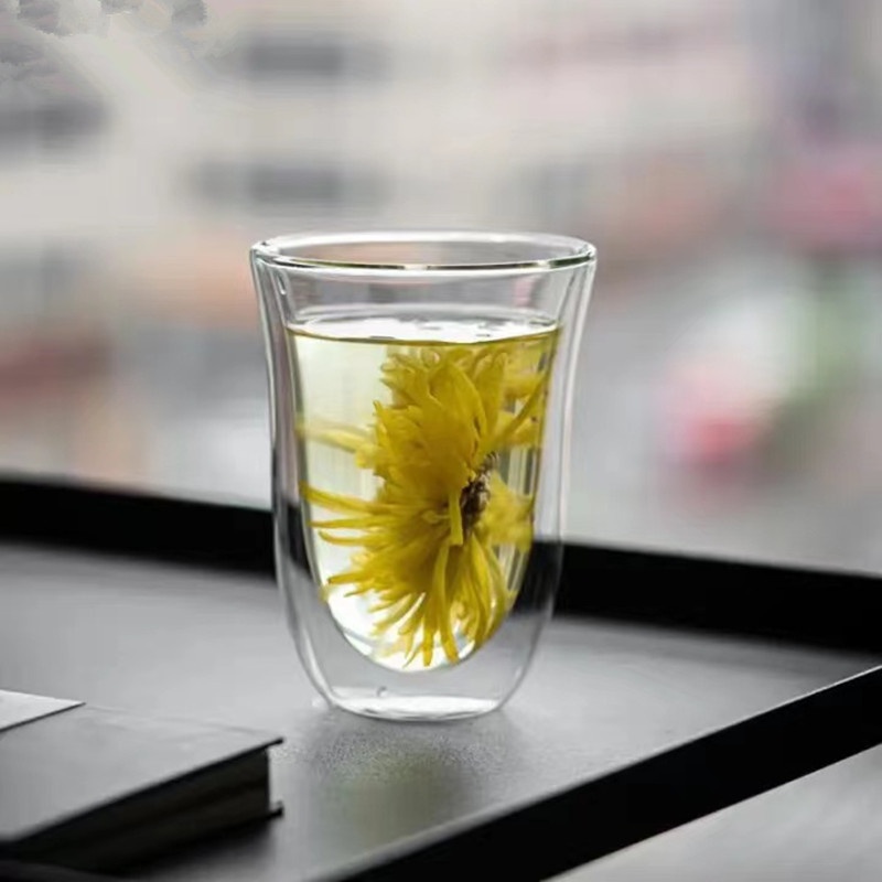 High Borosilicate Body Double-layer Glass Cup Tea Cup High Temperature Resistant Heatulation Anti-scalding Coffee Cup Household Milk Cup Juice Cup