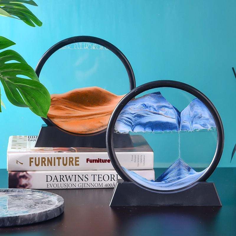 Nordic Simple Quicksand Painting Fashion3 DHourglass Glass Quicksand Painting Living Room Office TVCabinet Desktop Decoration