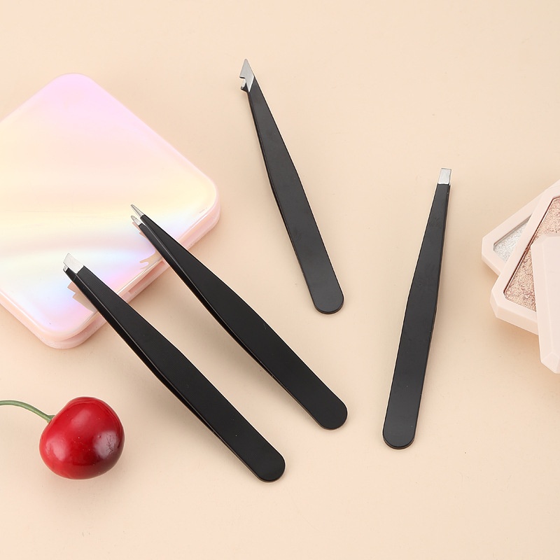 Stainless Steel96 Clip4-piece Set Black Makeup Eyelash Curler Eyebrow Clip Oblique Mouth Clip Straight Mouth Beauty Tool Clip