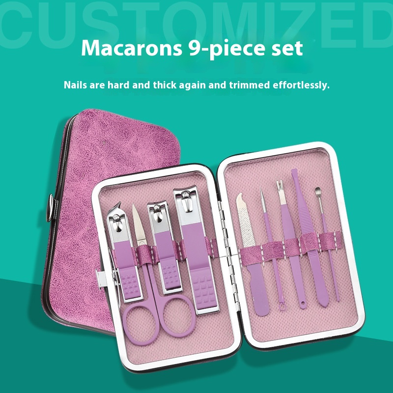Macaron9-piece Nail Clipper Set Nail Clippers Beauty Tool Set Nail Clippers Gift Set