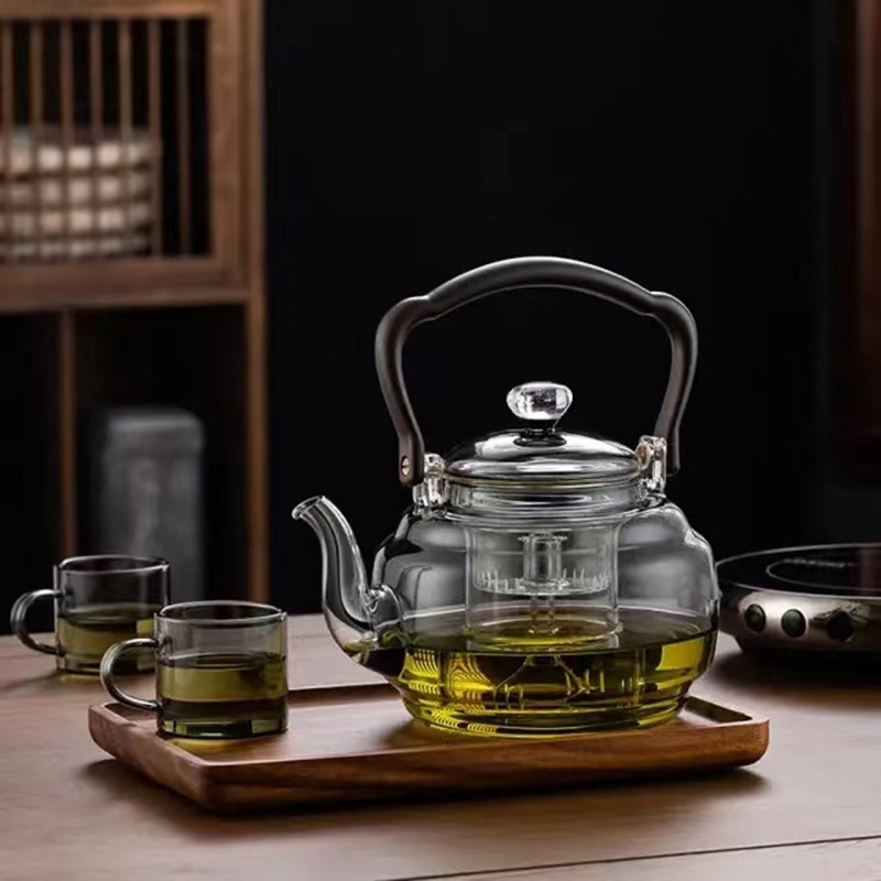 Household1200ml Ash Starry Sky Steaming Integrated Handle Kettle Electric Ceramic Stove Steaming Teapot Office Tea Maker Dual Purpose