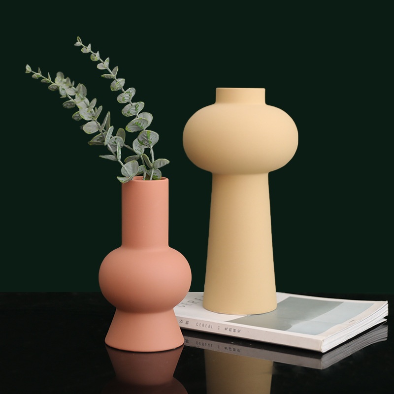 Nordic Morandi Ceramic Vase Decoration Living Room Simple Flower Arrangement Dried Flower Wine Cabinet Decoration Style Flower Device