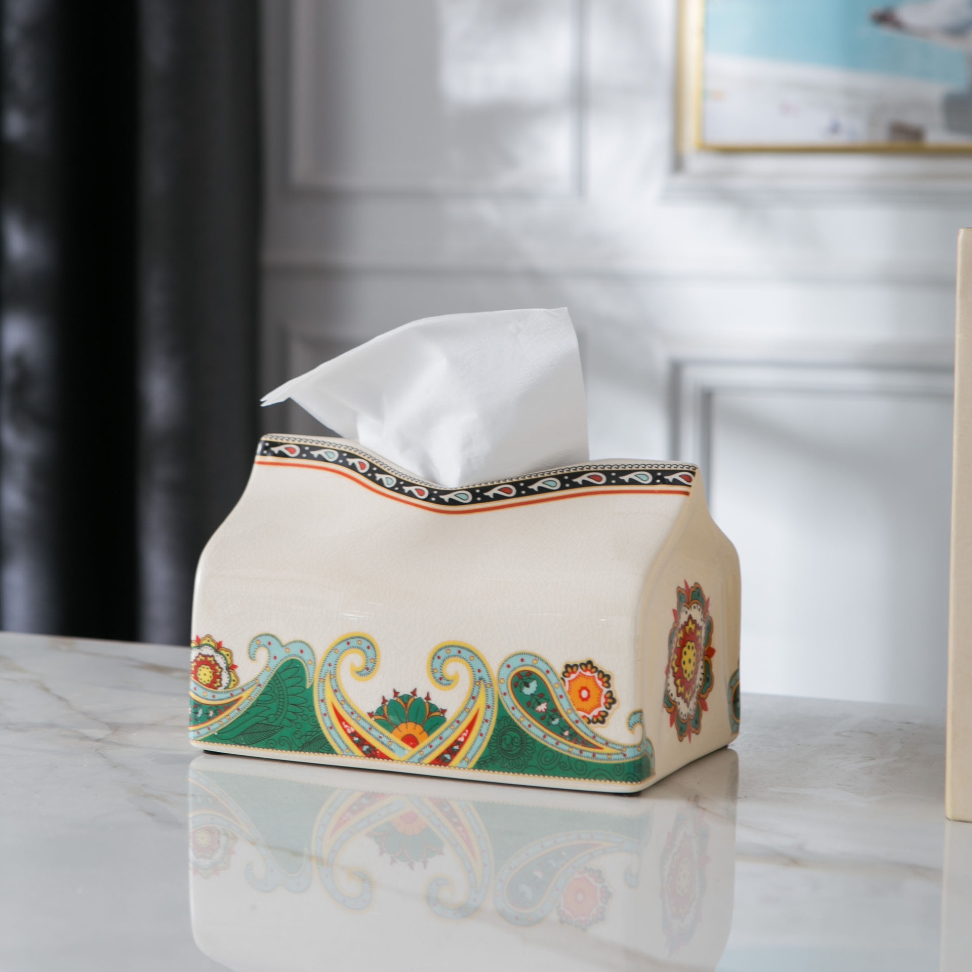 23 American Ceramic Household Tissue Box European Home Living Room Decoration Creative Paper Tissue Box