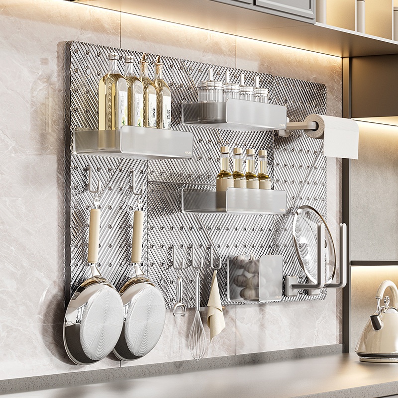 [Hedou]Kitchen Rack Household Bathroom Combination Punch-free Wall Hole Board Accessories Pendant Storage