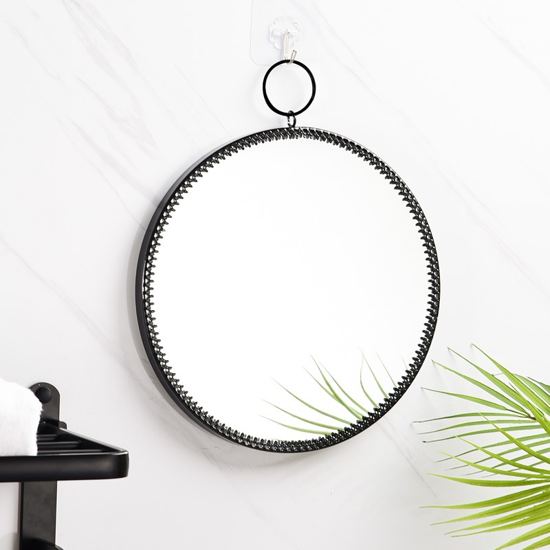 Nordic Metal Iron Bathroom Mirror Toilet Wall Mirror Dressing Mirror Decorative Mirror Fitting Mirror Geometric Round Mirror