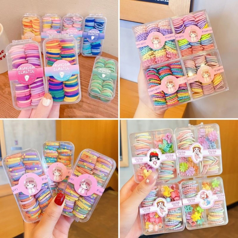 100 Pieces Per Box,Children's Seamless Small Rubber Bands,No Damage To Hair,Baby Hair Bands,Cute High Elastic Hair Ties