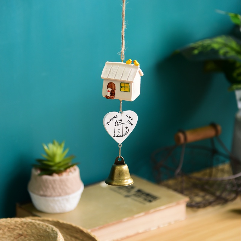 Japanese Resin Wind Chimes Room Bell Car Pendant Cartoon Black Cat Birthday Gift Balcony Sunny Day Babydoll