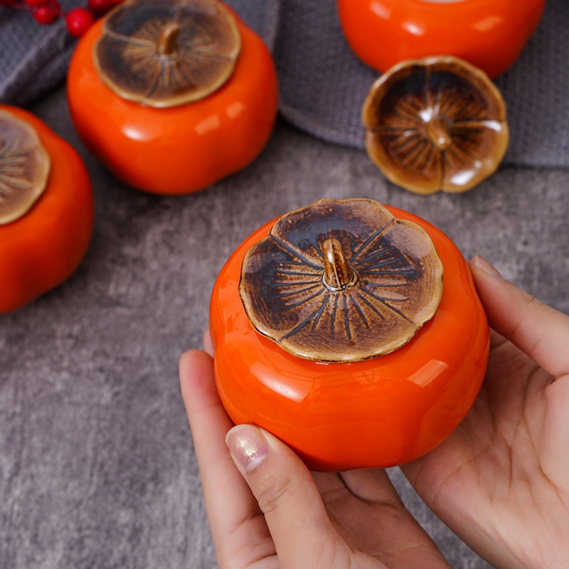 Direct Persimmon Aromatherapy Candle Ceramic Jar Kraft Paper Color Box Packaging Tea Cans Can Be Shipped One Piece
