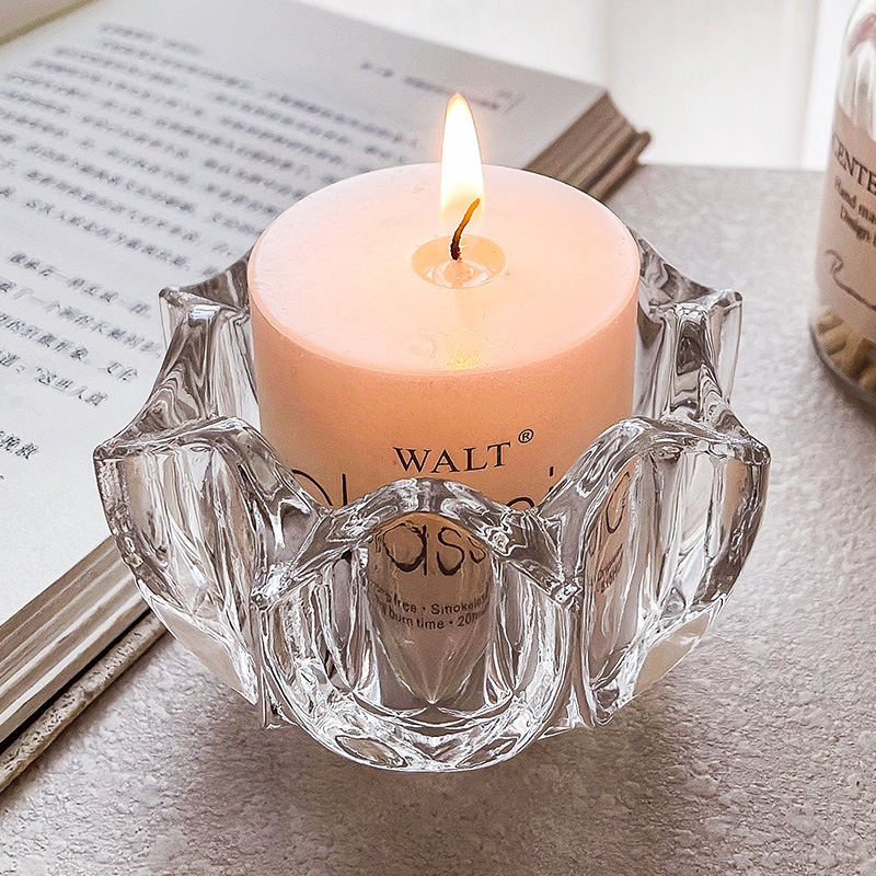 Korean Style Style Flower Mouth Eight Beads Glass Incense Glass Small Candlestick Home Candle Ornaments European Romantic Dining Table