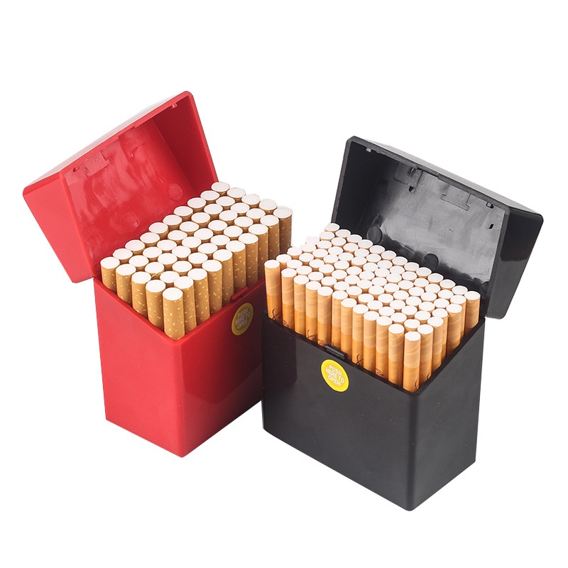 50-pack Large-capacity Cigarette Box Portable Plastic Creative Personality Thick Cigarette Storage Box Moisture-proof Sealed Men's Hand-rolled Cigarette Box