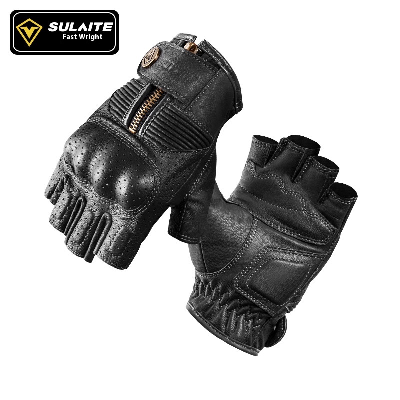 Motorcycle Riding Gloves Men And Women Spring And Summer Retro Half Finger Protectors Motorcyclists Breathable Racing Protective Equipment