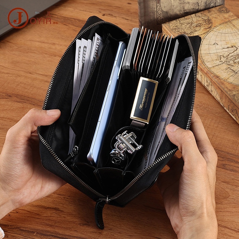 Vegetable Tanned Leathery Simple Men's Handbag Retro Long Wallet Clutch Bag Genuine Leather Business Clutch Bag Men's Bag