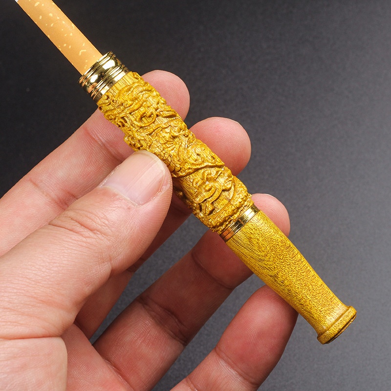 Ebony Carved Dragon Cigarette Holder Carved Filter Solid Wood Wooden Cigarette Holder Washable Filter Filter Portable Male