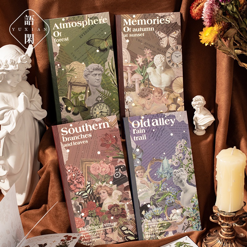 Yu Xian Old Years Shadow Retro Gold Stamping Japanese Paper Sticker Book Classical Gold Stamping Student Decoration Notebook Primer Collage