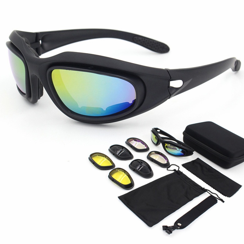 Four-lens Outdoor Cycling Glasses CSTactical Protective Glasses Motorcycle Goggles/C5 Polarized Set