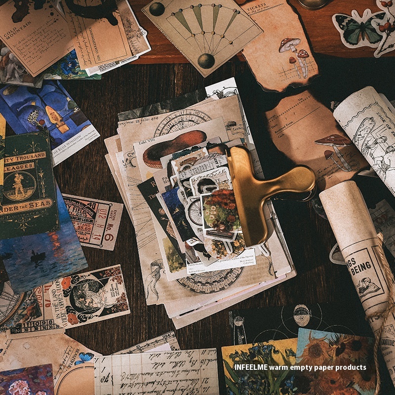 Infeel.Me Material Pack Retro Clipping Big Mouth Series Literary Notebook Diy Decoration Material Stickers4 Types