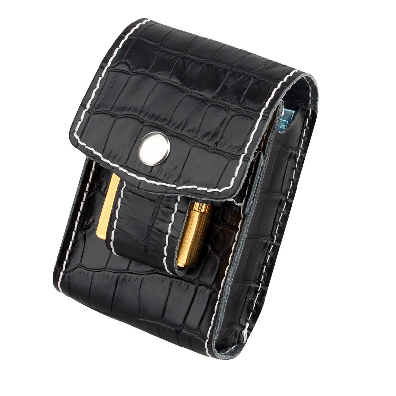 Genuine Leather Cigarette Case Portable Cigarette Storage Bag Outdoor Travel Lighter Cigarette Storage Box