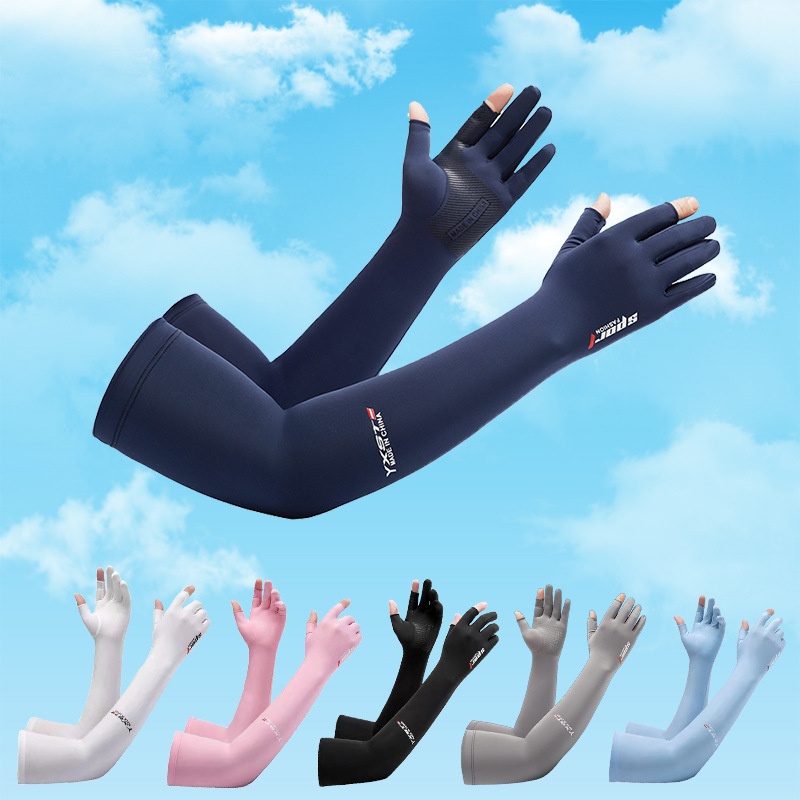 Sun Protection Sleeves Ice Silk Men And Women Spring And Summer Gloves UVArm Guards Ice Sleeves Driving Thin Leaking Two-finger Sleeves