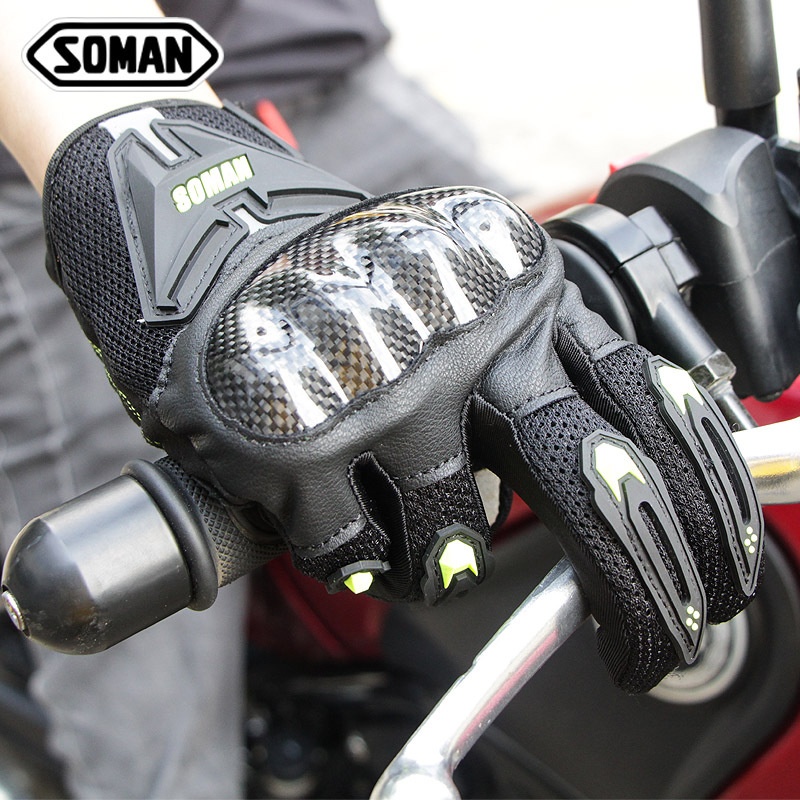 SOMANMotorcycle Riding Full-finger Gloves For Men And Women Outdoor Sports Touch Screen Carbon Fiber Shell Anti-fall