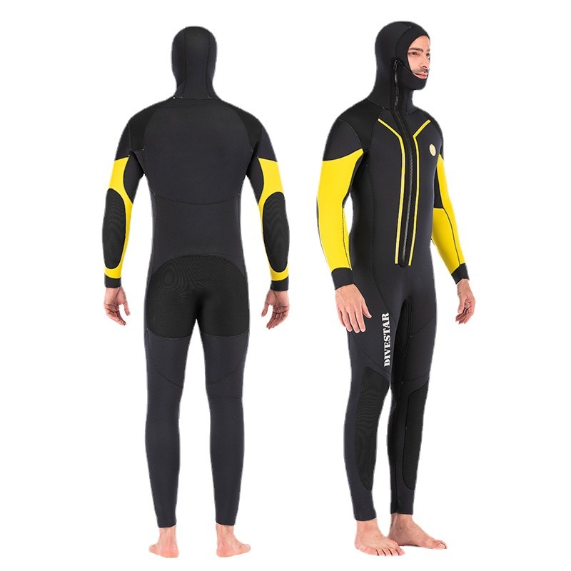 Deep Diving Semi-dry Thickened7mm Diving Suit With Front Zipper,Warm Diving Suit With Hood And Velvet One-piece Diving Suit