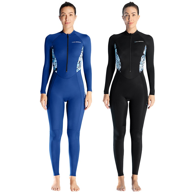Women's One-piece Swimsuit Long-sleeved Quick-drying Surfing Diving Suit Ice-sensing Lycra Sunscreen Large Size Jellyfish Suit
