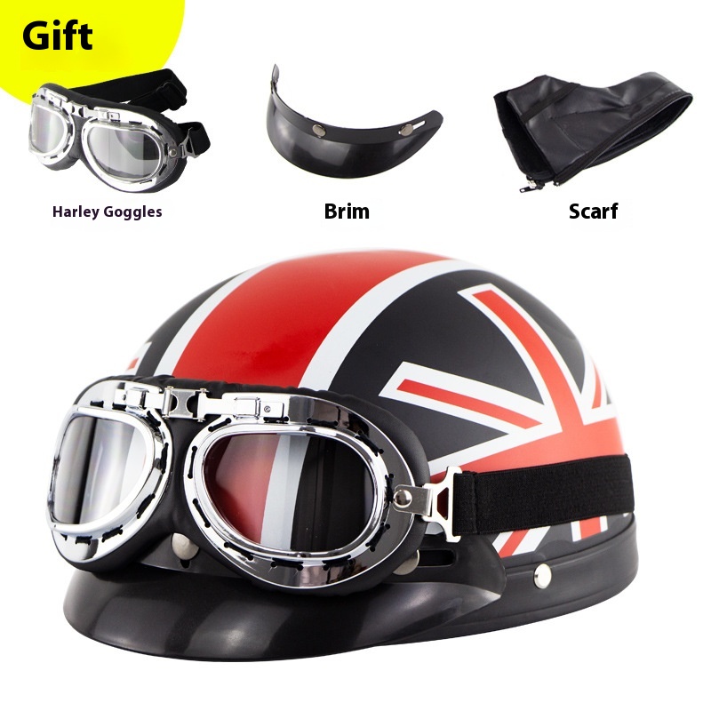 Foreign Trade Special Motorcycle Electric Car Harley Helmet Riding Sun Protection Helmet Half Helmet Personality Summer Helmet Goggles