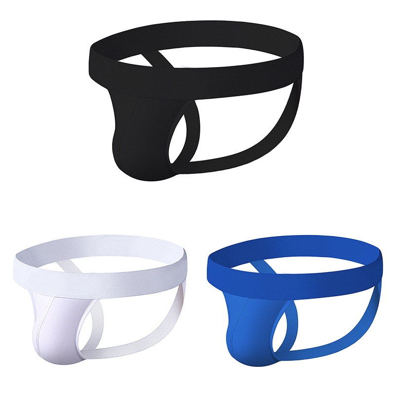 Men's Cotton Underwear Youth Mid-Rise Sexy Thong Hollow Free-to-Remove Sexy Double Thong Men's Underwear