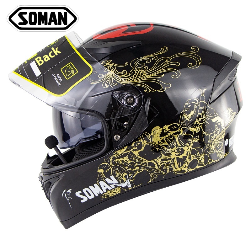 Foreign Trade Special SOMAN960 Electric Vehicle Dual Lens Riding Full Helmet HDStereo Bluetooth Helmet