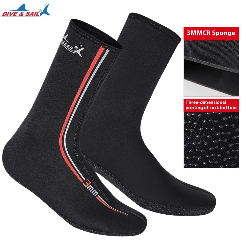 DIVE&SAILDiving Socks Keep Warm3mm Super Elastic CRWinter Swimming Non-slip Diving Shoes And Socks Anti-wear Ankle Snorkeling Socks