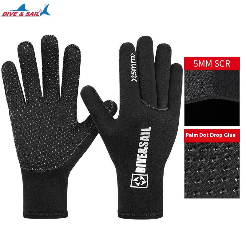 DIVE&SAILDiving Gloves5 MMWarm Swimming Snorkeling Gloves Thickened Cold-proof Wear-resistant Surfing Hand Protection Equipment