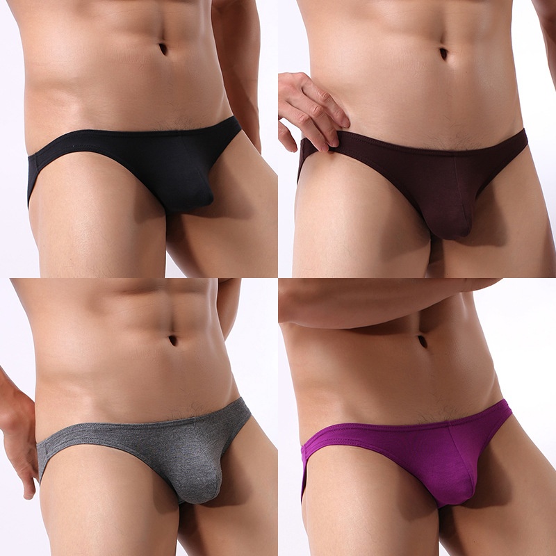 Men's Modal Briefs U-convex Low-waist Sexy Breathable Tight Narrow Edge Men's Shorts Head Slit Fashion Men's Underwear