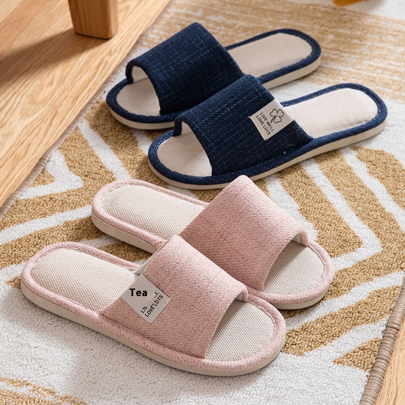 Home Linen Slippers Women Indoor Non-slip Wear-resistant Couple Slippers Men Four Seasons Floor Slippers