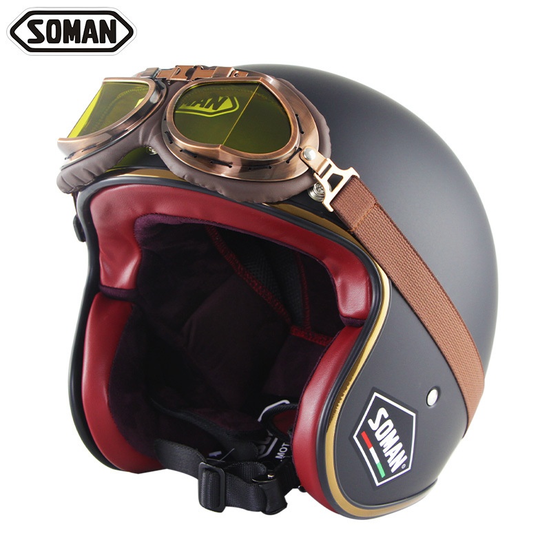 Foreign Trade Special Electric Car Helmet Harley Retro Men And Women Summer Half Helmet Harley Goggles Personality Riding Helmet