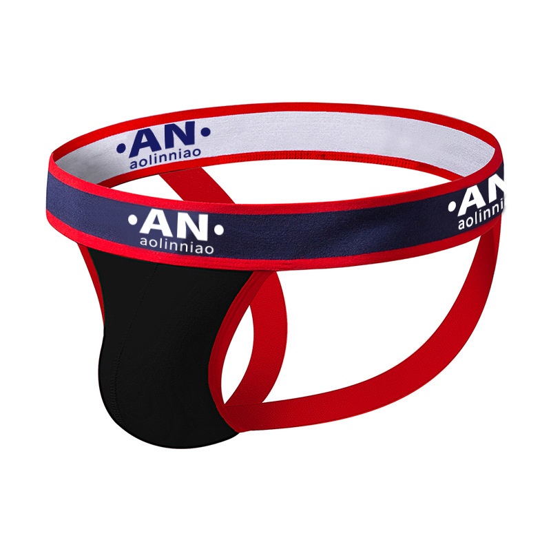 Men's Underwear Pure Cotton Breathable Sexy Thong Youth Mid-waist Hip Lift Letter Double Thong Men's Pants