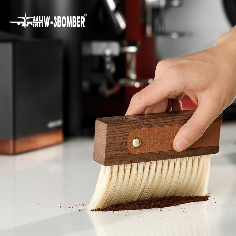 MHW-3 BOMBERBomber Brush Italian Coffee Bar Brush Horse Mane Solid Wood Dust Cleaning Brush