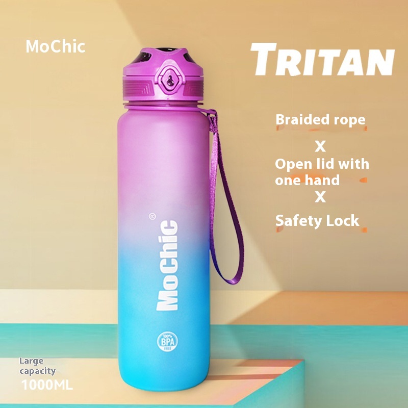 Gradient Color Large Capacity Fitness Sports Water Bottle Tritan Material High Temperature Resistant Outdoor Portable Plastic Water Cup