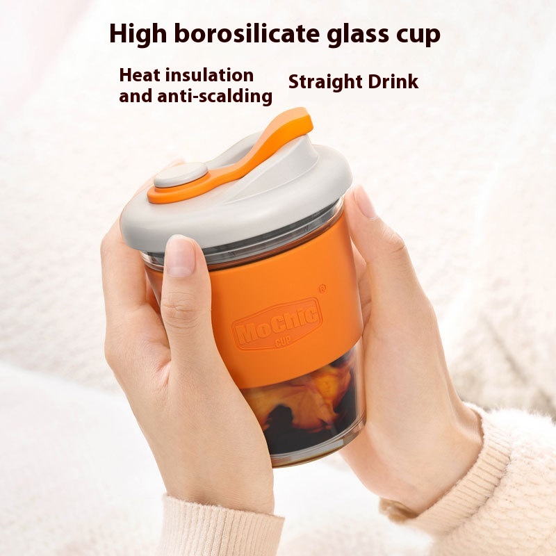 Mo Chic Moses Creative Heat-resistant Explosion-proof Glass Coffee Cup With Lid High-valueulation And Anti-scalding Portable Cup