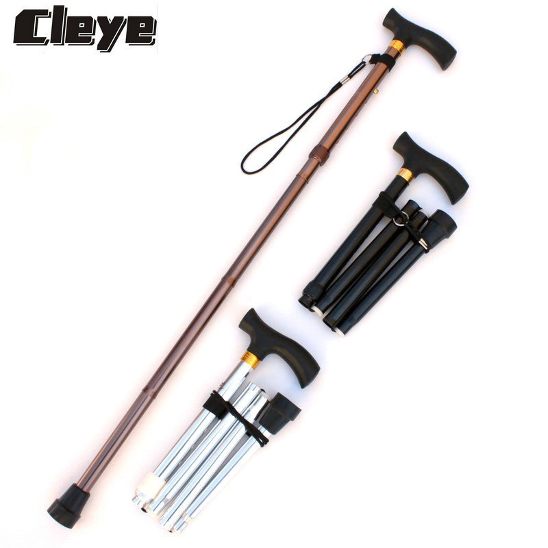 Thickened Aluminum Alloy Folding Cane Four-section Trekking Cane Anti-slip Cane Elderly Adjustable Telescopic Cane