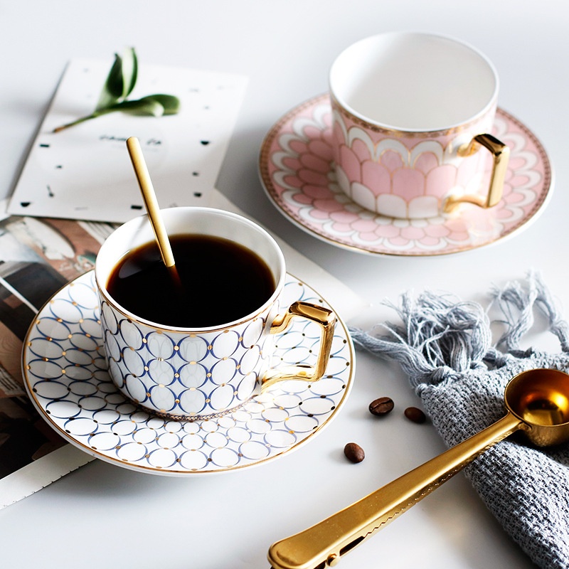 Nuoxuan Xuanjin Ceramic Coffee Cup Gold Edge European English Coffee Cup Afternoon Tea Cup Tea Cup With Saucer And Spoon