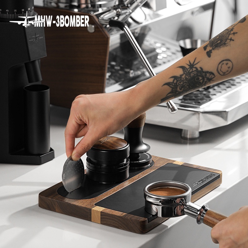 MHW-3 BOMBERBomber Solid Wood Work Board Coffee Machine Handle Filling Platform Powder Hammer Storage Board