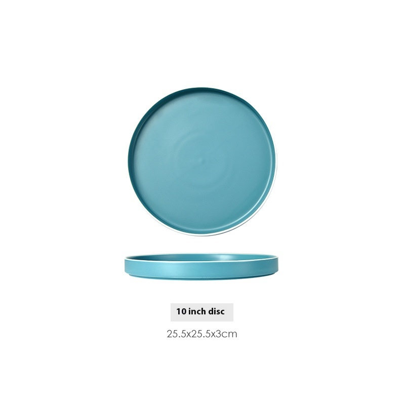 Morandi Matte White Edge Pure Color Glaze Ceramic Tableware Simple European Style Rice Bowls And Plates Home Restaurant