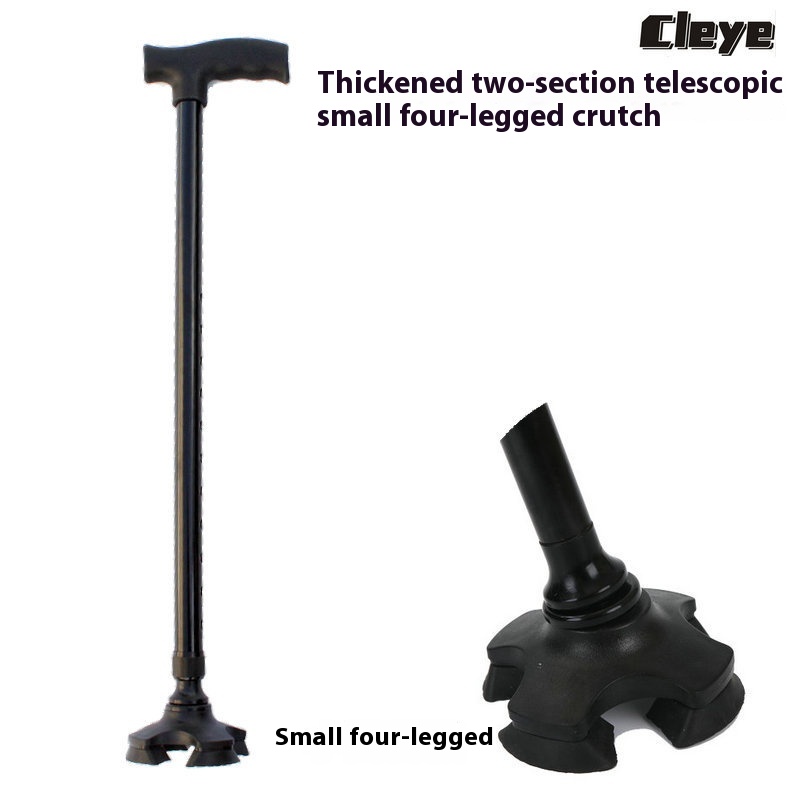 Thickened Aluminum Alloy Retractable Four-legged Cane,Adjustable Height Elderly Cane,Non-slip Elderly Trekking Cane