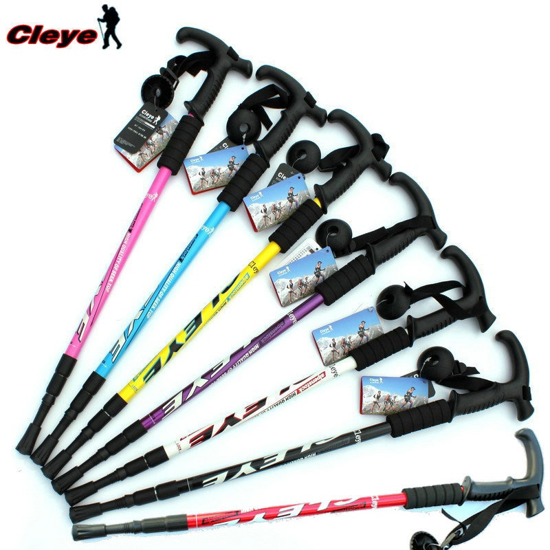 Cleye Aluminum Alloy Walking Stick Trekking Stick Three-section Walking Stick Outdoor Hiking Supplies