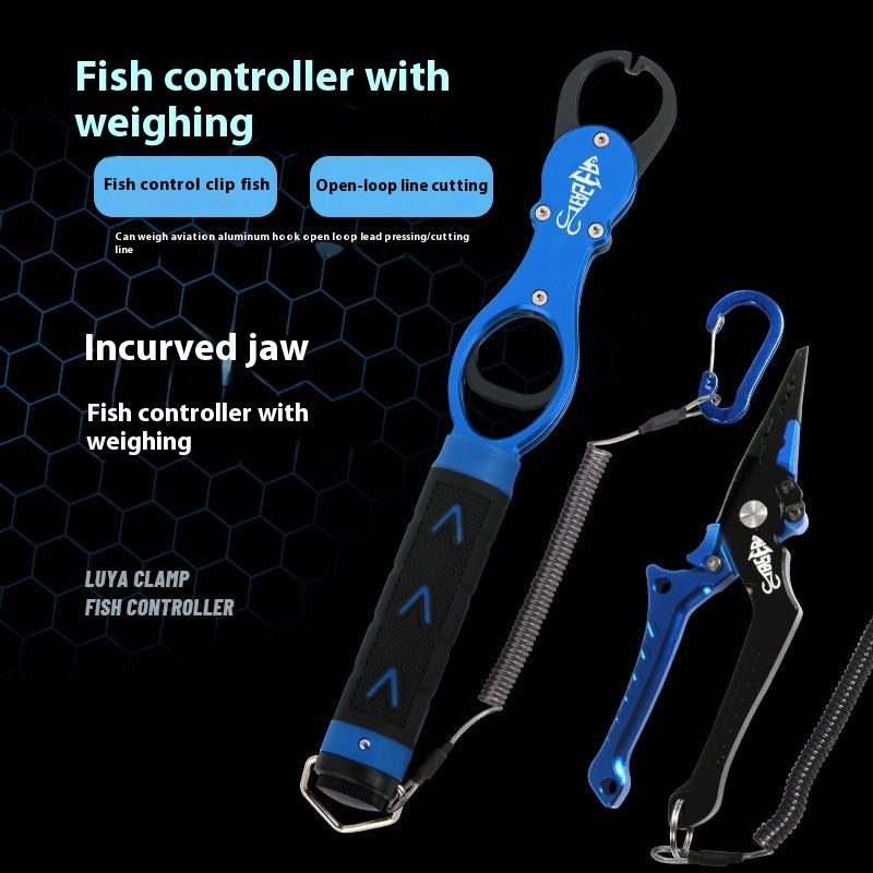 Fish Control Device Luya Pliers Aviation Aluminum Belt Scale Fish Catcher Self-locking Wire Cutter Multi-function Luya Fishing Tool