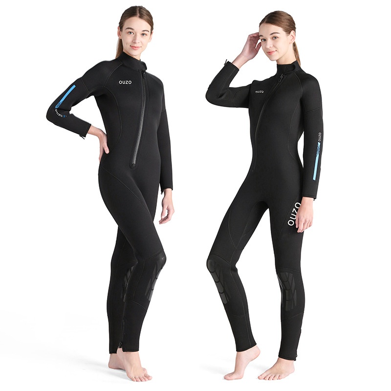 5mm Diving Suit Long Sleeves And Long Pants One-piece Diving Suit For Women Thickened Warm Cold Protection Sun Protection Winter Swimming Snorkeling Surfing Suit
