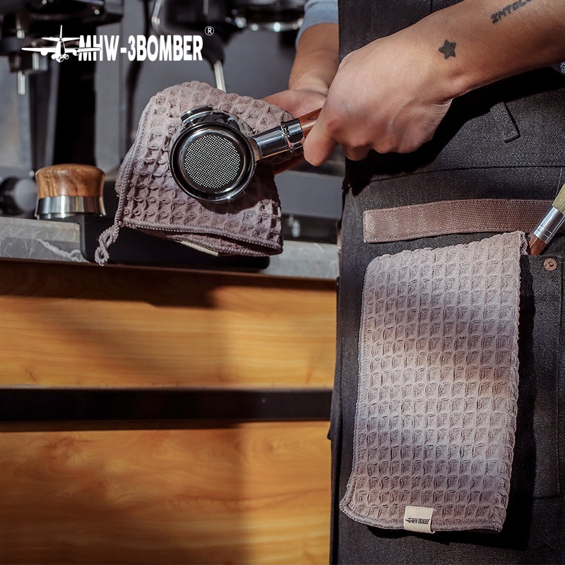 Bomber Bar Towel Coffee Machine Milk Foam Cloth With Lanyard Small Towel Absorbent Quick-drying Seamless Waffle