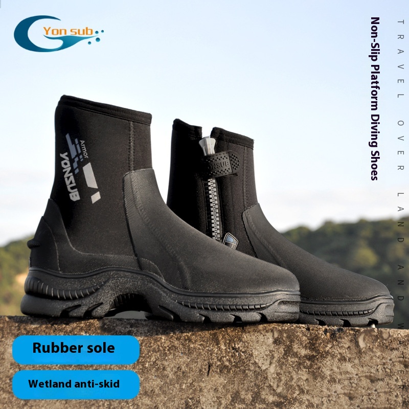 Diving Shoes5 MMRiver Tracing Shoes High Top Thick Low Anti-cut Anti-slip Snorkeling Men And Women Beach Fire Water Rescue Boots