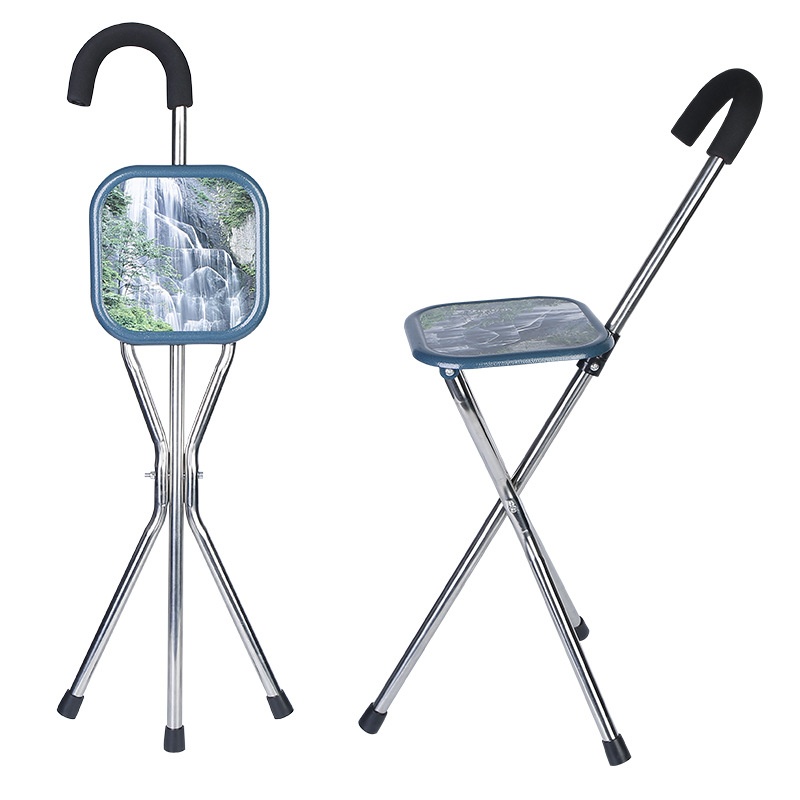 Stainless Steel Folding Cane For The Elderly Elderly Three-legged Cane Stool Cane Stool Cane Chair