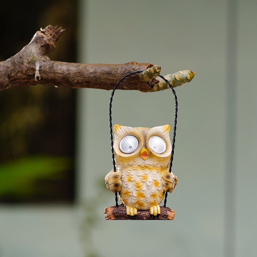Outdoor Pendant Owl Garden Decoration Courtyard Balcony Creative Solar Lamp Ornaments Lamp Landscape Resin Model
